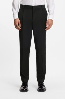 Three-piece slim-fit suit in stretch micro jacquard, Black