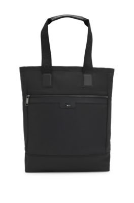 Tote bag with signature-stripe trim, Black