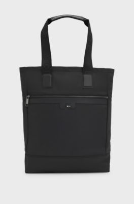 Tote bag with signature-stripe trim, Black