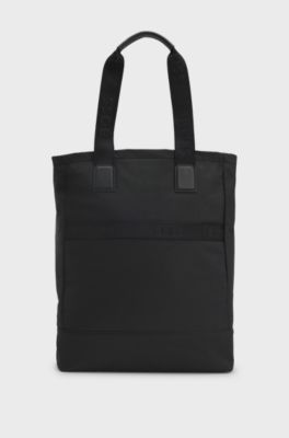 Tote bag with signature-stripe trim, Black