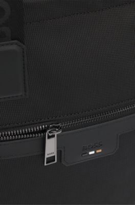 Tote bag with signature-stripe trim, Black