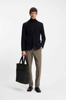 Tote bag with signature-stripe trim, Black