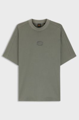 Camiseta de interlock de algod&oacute;n con logo de dise&ntilde;o, Gris