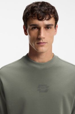 Camiseta de interlock de algod&oacute;n con logo de dise&ntilde;o, Gris