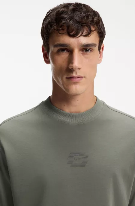 T-Shirt aus Interlock-Baumwolle mit Logo-Artwork