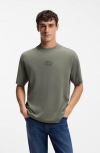 Interlock-cotton T-shirt with logo artwork, Grey