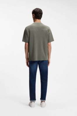 Camiseta de interlock de algod&oacute;n con logo de dise&ntilde;o, Gris