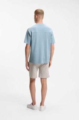 Interlock-cotton T-shirt with logo artwork, Light Blue