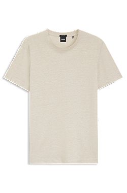 Regular-fit T-shirt in cotton and linen