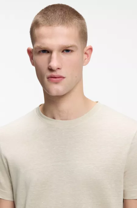 Regular-fit T-shirt in cotton and linen