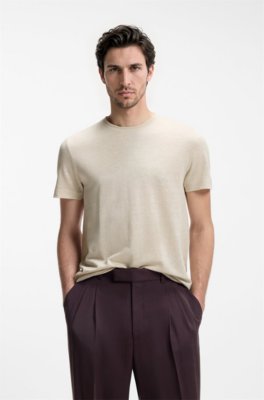 Regular-fit T-shirt in cotton and linen