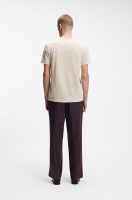 Regular-fit T-shirt in cotton and linen, Natural