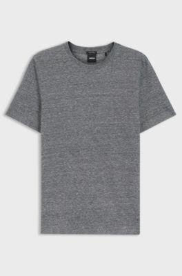 T-shirt regular fit in cotone e lino, Blu scuro