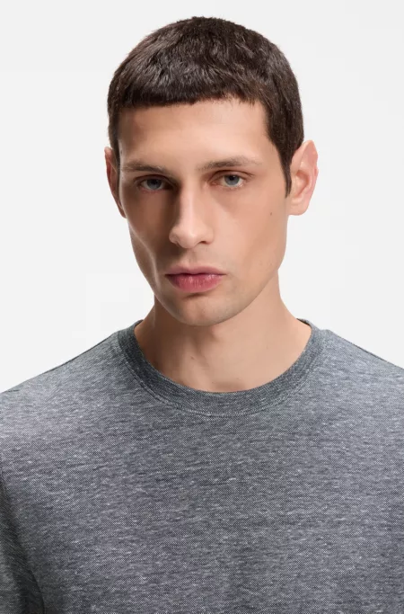 Regular-fit T-shirt in cotton and linen