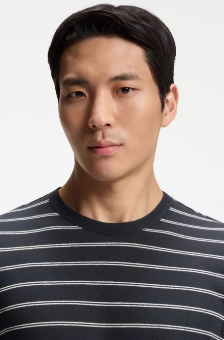 Regular-Fit T-Shirt aus Baumwoll-Leinen-Mix