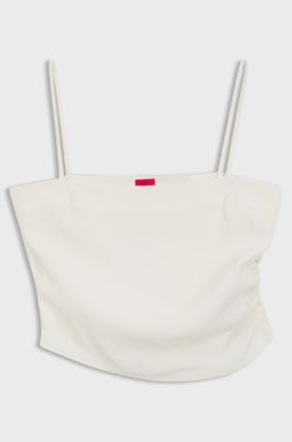 Gathered bandeau top with straps, White