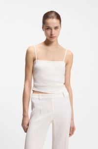 Gathered bandeau top with straps, White