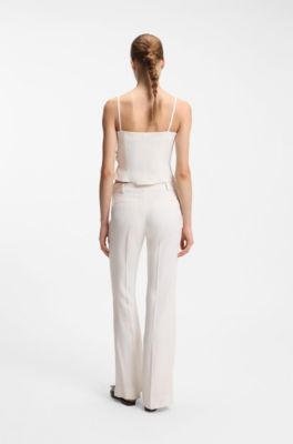 Gathered bandeau top with straps, White