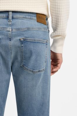 Slim fit-jeans i bl&aring; performance stretch-denim, Bl&aring;