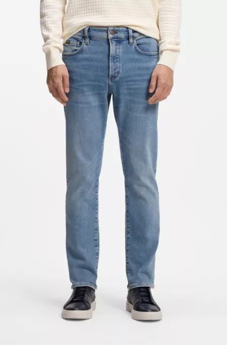 Slim-fit jeans in blue performance-stretch denim