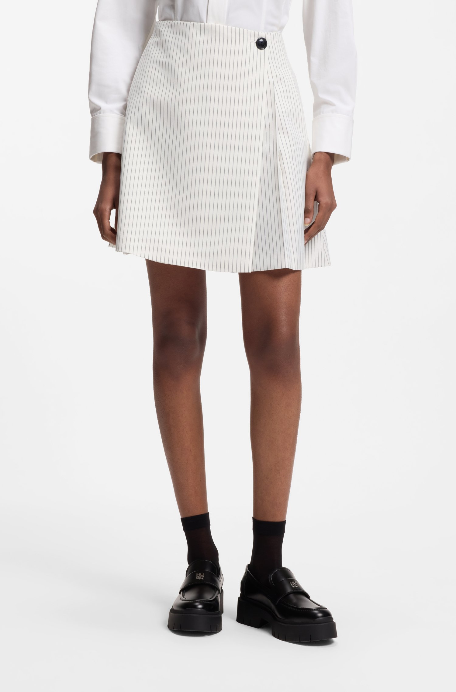 Hugo Faux-wrap mini skirt with pinstripe kjolar dam
