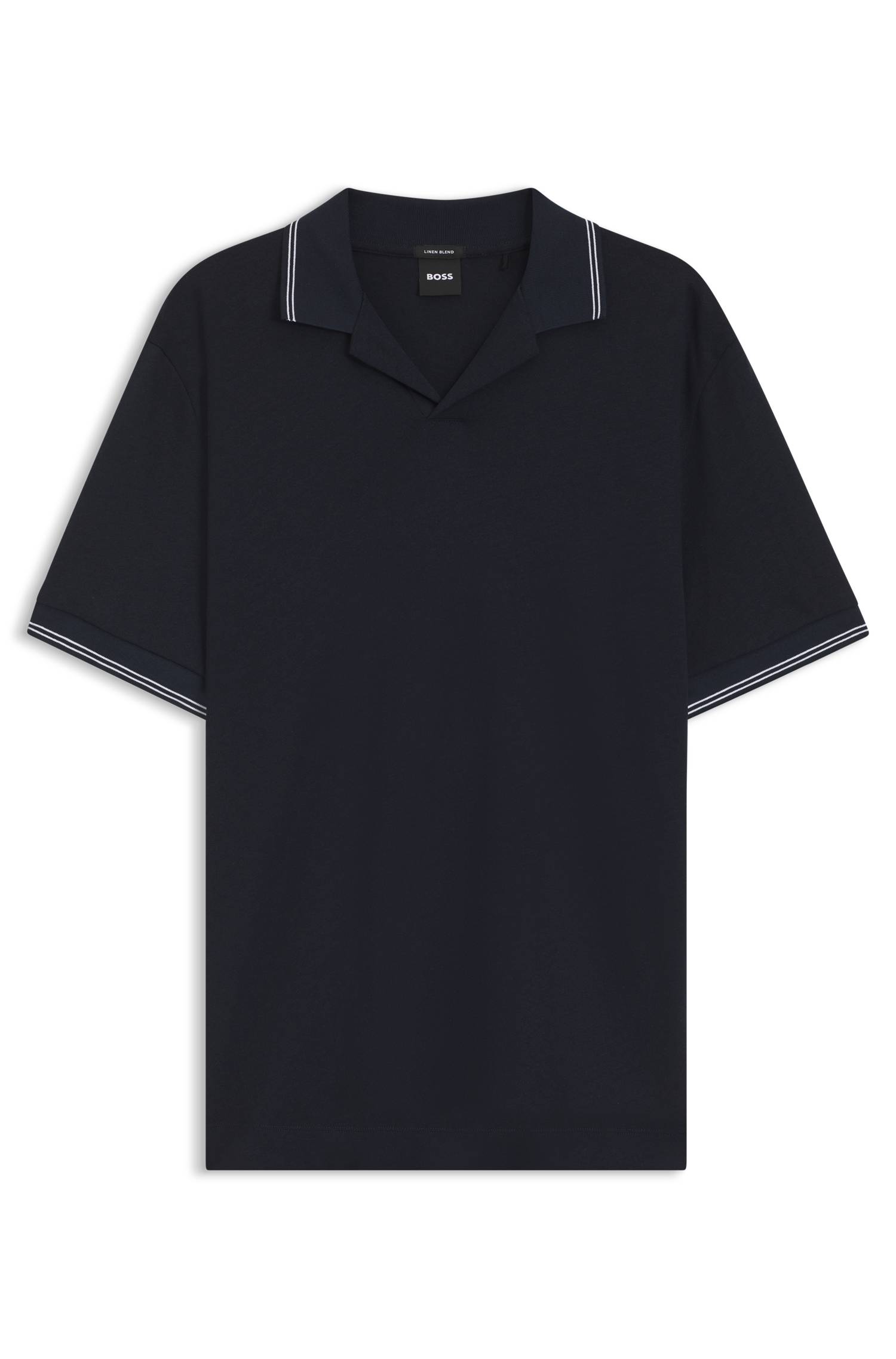 Boss Cotton-linen polo shirt with Johnny collar pikéer herr – bild 4