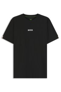 Jacquard-stripe slim-fit T-shirt with logo print, Black