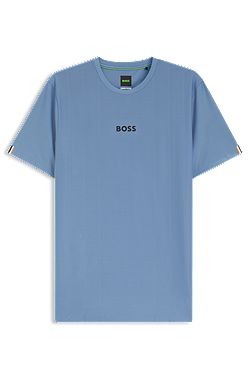 Active Camiseta slim fit de jacquard a rayas con logo estampado