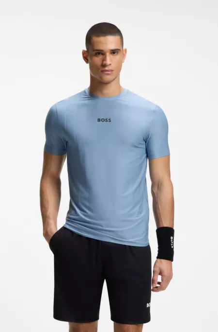 Active Slim-Fit T-Shirt mit Jacquard-Streifen und Logo-Print