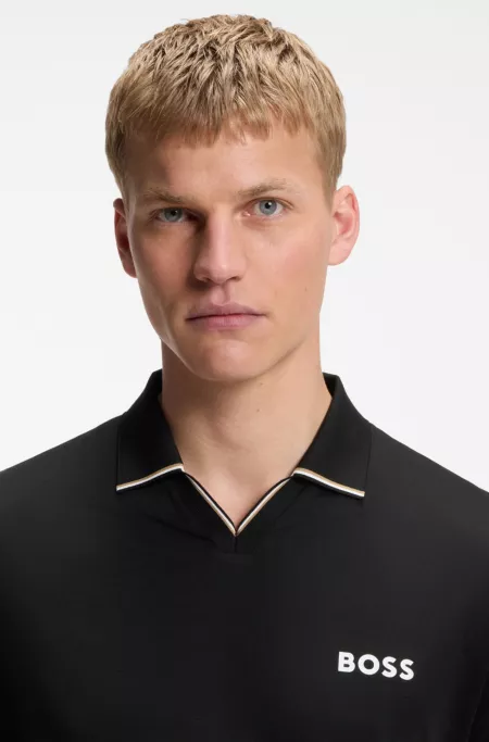 Active slim-fit polo shirt with signature-stripe details
