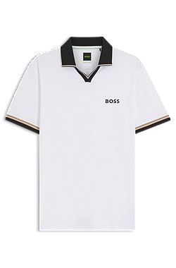 Active slim-fit polo shirt with signature-stripe details