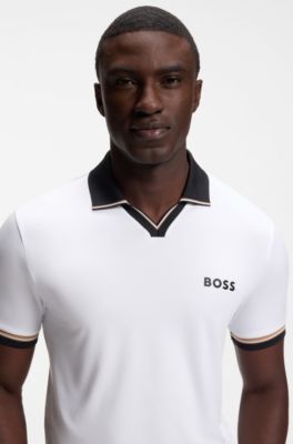 Active Polo Slim Fit avec d&eacute;tails &agrave; rayures embl&eacute;matiques, Blanc