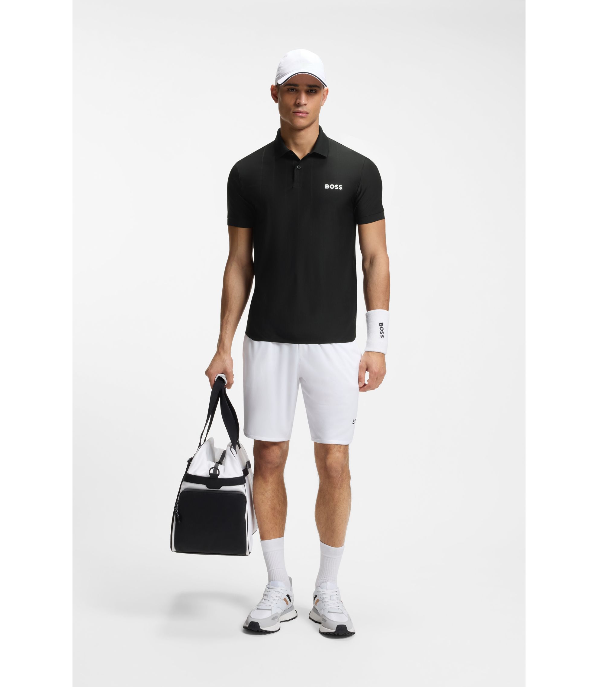 BOSS - Active ストライプジャージー スリムフィット ポロシャツ 4WAY