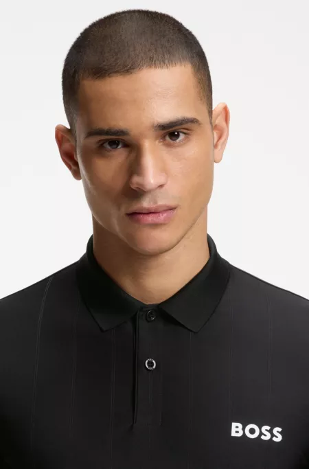 Active Stripe-jersey slim-fit polo shirt with four-way stretch