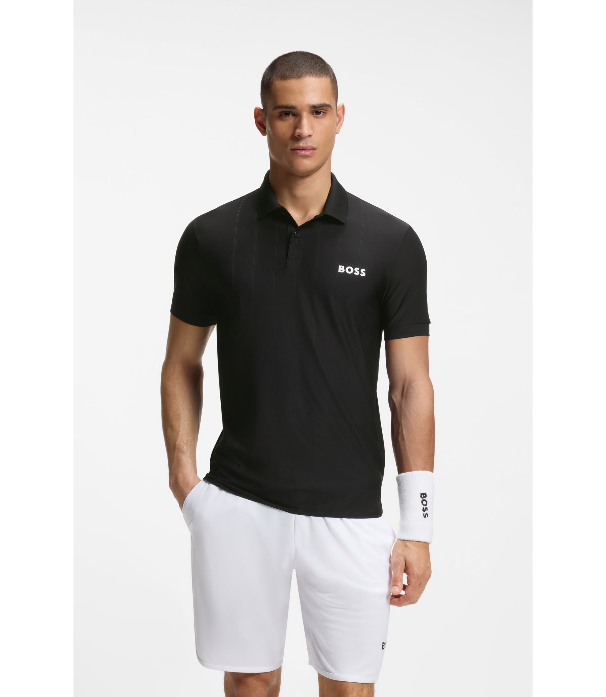 Slim-Fit Poloshirt aus gestreiftem Jersey mit Vierwege-Stretch