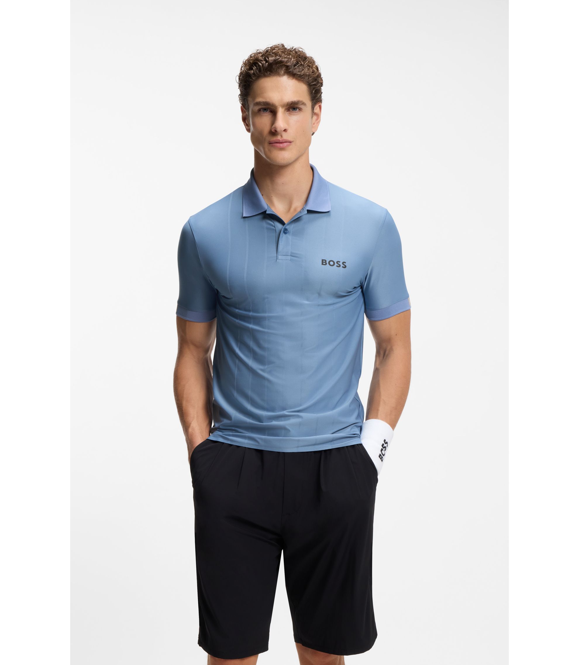 Slim-Fit Poloshirt aus gestreiftem Jersey mit Vierwege-Stretch