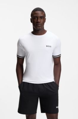 Active Slim-Fit T-Shirt mit Tennisball-Pr&auml;gung, Wei&szlig;