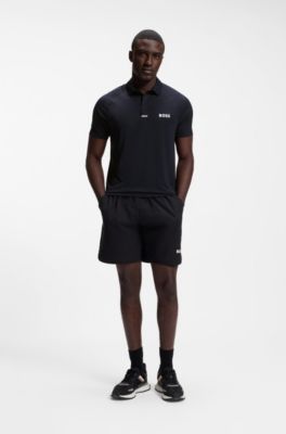 Paddy slim-fit polo shirt with contrast logo, Dark Blue