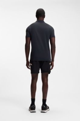 Paddy slim-fit polo shirt with contrast logo, Dark Blue