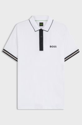 Active slim-fit polo shirt with moisture management, White