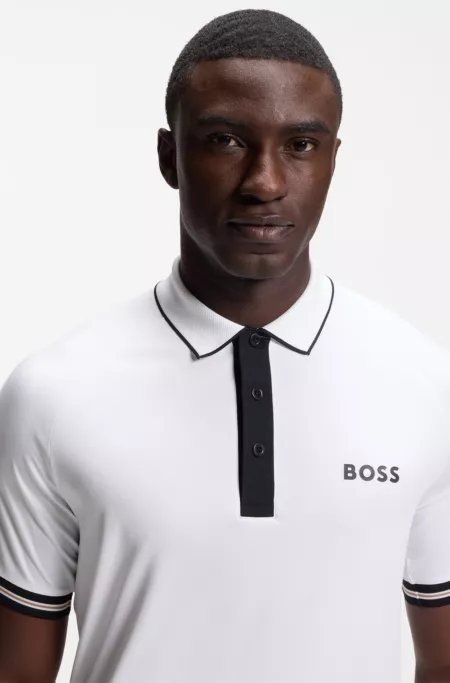 Active slim-fit polo shirt with moisture management