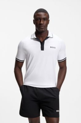 Active slim-fit polo shirt with moisture management, White