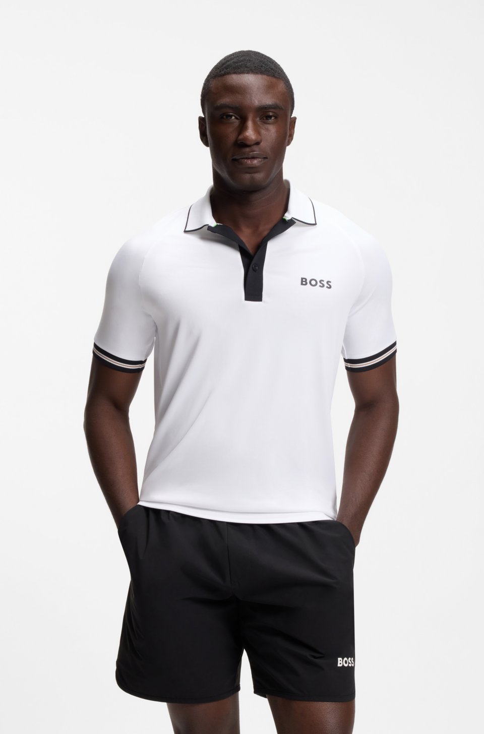 Active slim-fit polo shirt with moisture management