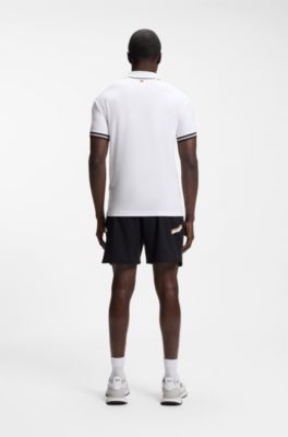 Active slim-fit polo shirt with moisture management, White