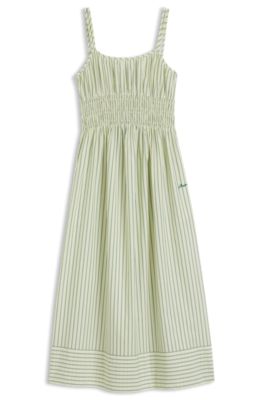 Cotton-poplin dress with vertical stripe, Patterned