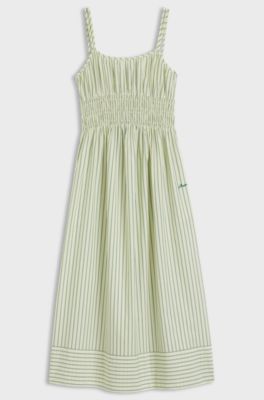 Cotton-poplin dress with vertical stripe, Patterned