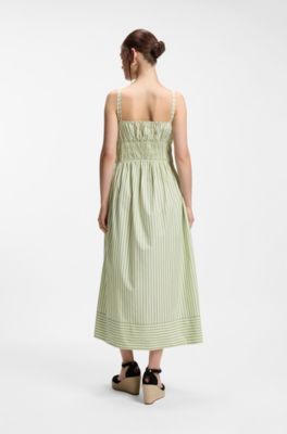 Cotton-poplin dress with vertical stripe, Patterned