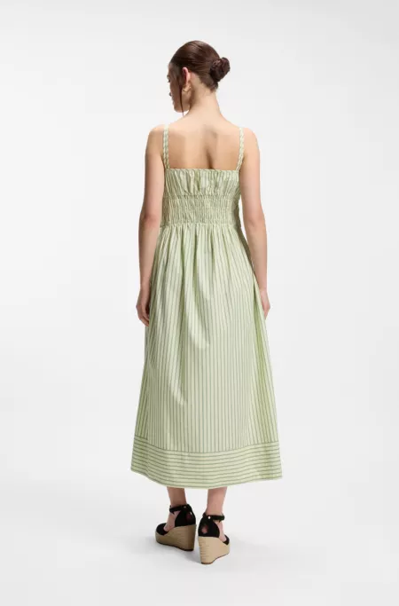 Cotton-poplin dress with vertical stripe