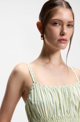 Cotton-poplin dress with vertical stripe, Patterned