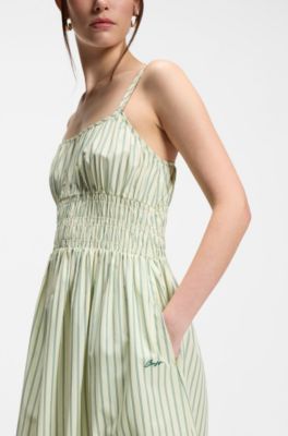 Cotton-poplin dress with vertical stripe, Patterned